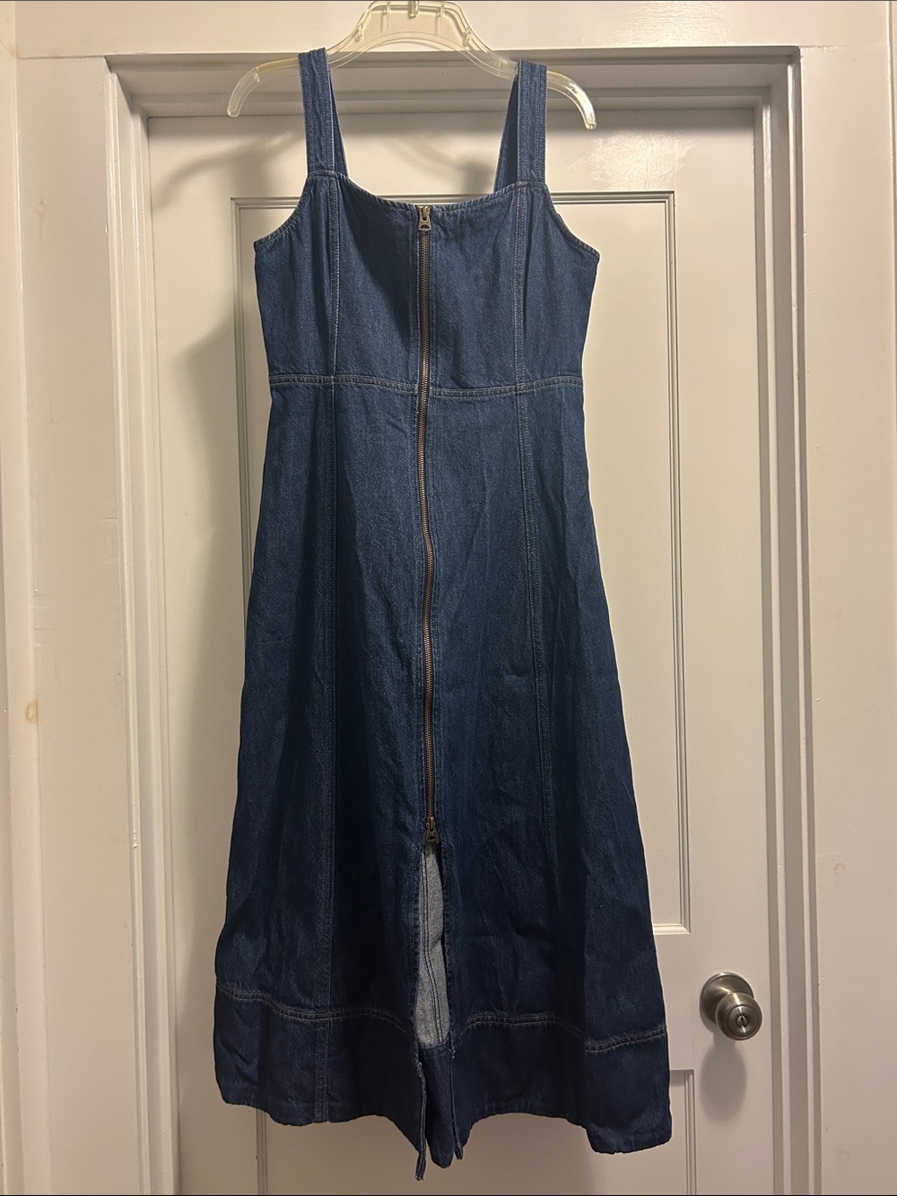 GAP Dark Blue Denim Maxi Dress with Front Zip - Small Petite, NWOT